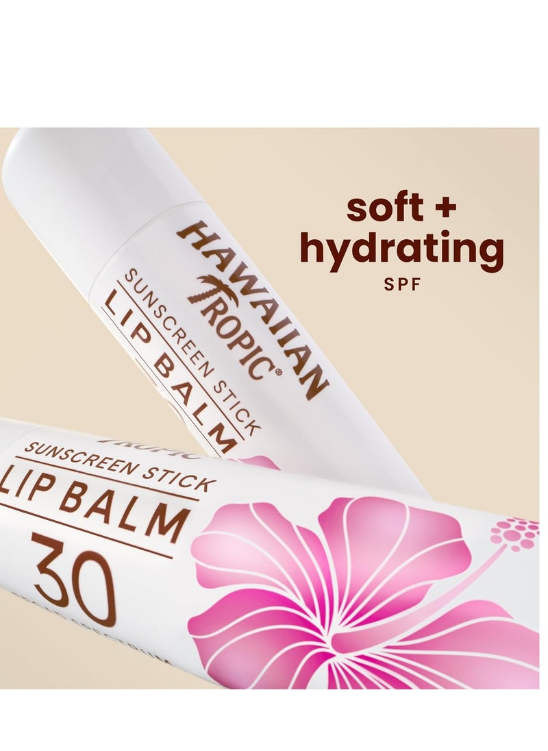 Hawaiian Tropic Tropical Lip Balm SPF 30, 0.14oz | Lip Sunscreen, Lip SPF 30, Lip Sunblock, Oxybenzone Free Sunscreen, Travel Size Sunscreen, Mini Sunscreen, 0.14oz (Pack of 10)