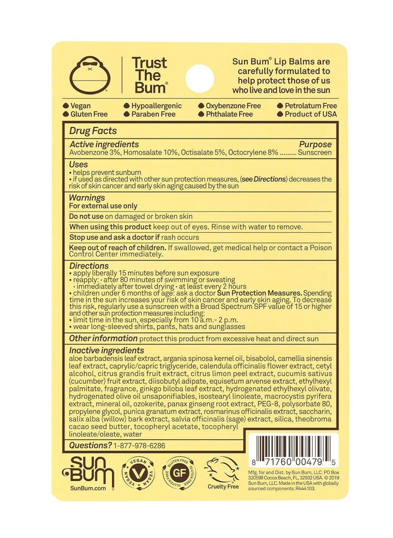 Sun Bum SPF 30 Sunscreen Lip Balm | Vegan and Cruelty Free Broad Spectrum UVA/UVB Lip Care with Aloe and Vitamin E for Moisturized Lips | Variety Pack |.15 oz