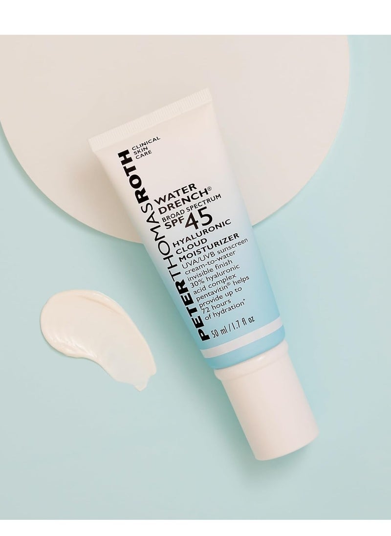 Peter Thomas Roth | Water Drench Broad Spectrum SPF 45 Hyaluronic Cloud Moisturizer | SPF Moisturizer For Face, Lightweight Sunscreen For Face (Pack of 1)