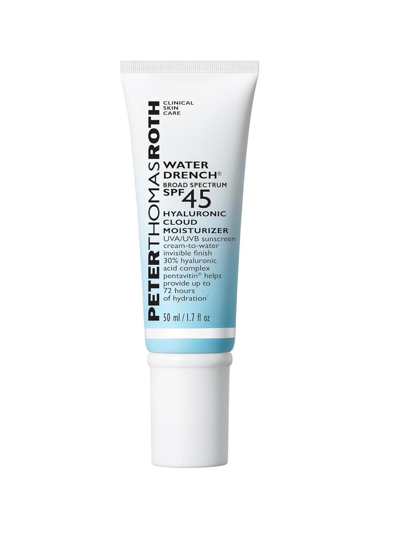 Peter Thomas Roth | Water Drench Broad Spectrum SPF 45 Hyaluronic Cloud Moisturizer | SPF Moisturizer For Face, Lightweight Sunscreen For Face (Pack of 1)