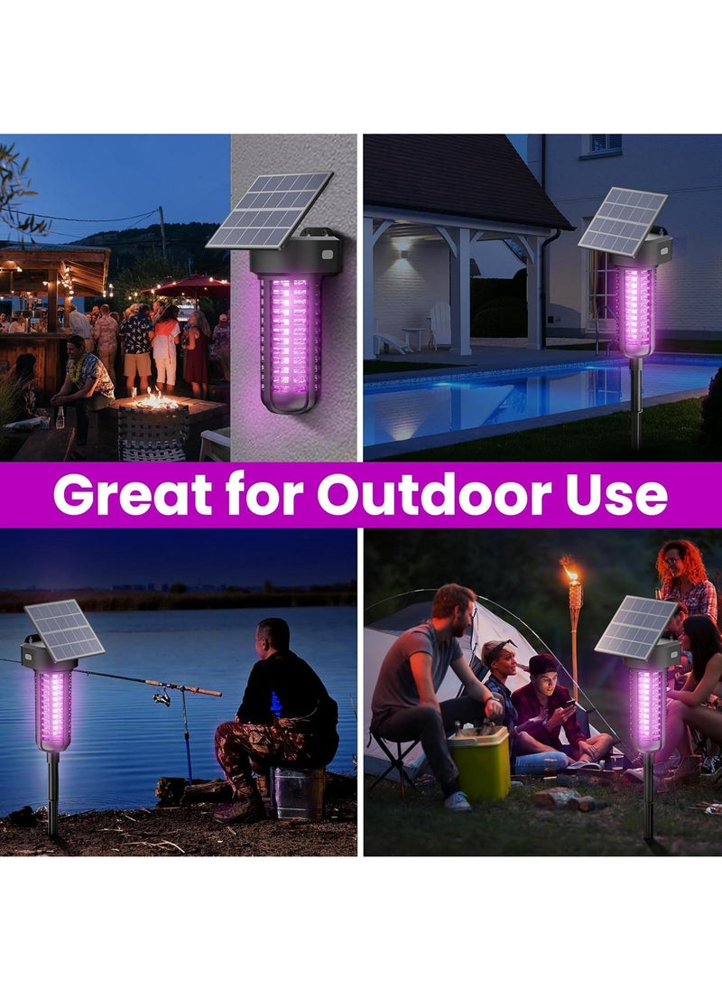 Solar Bug Zapper Outdoor Mosquito Trap Killer Mosquito Killer Lamp，Cordless & Rechargeable ，Fly Zapper Mosquito Catcher Lamp Decor Light for Patio GardenBlack