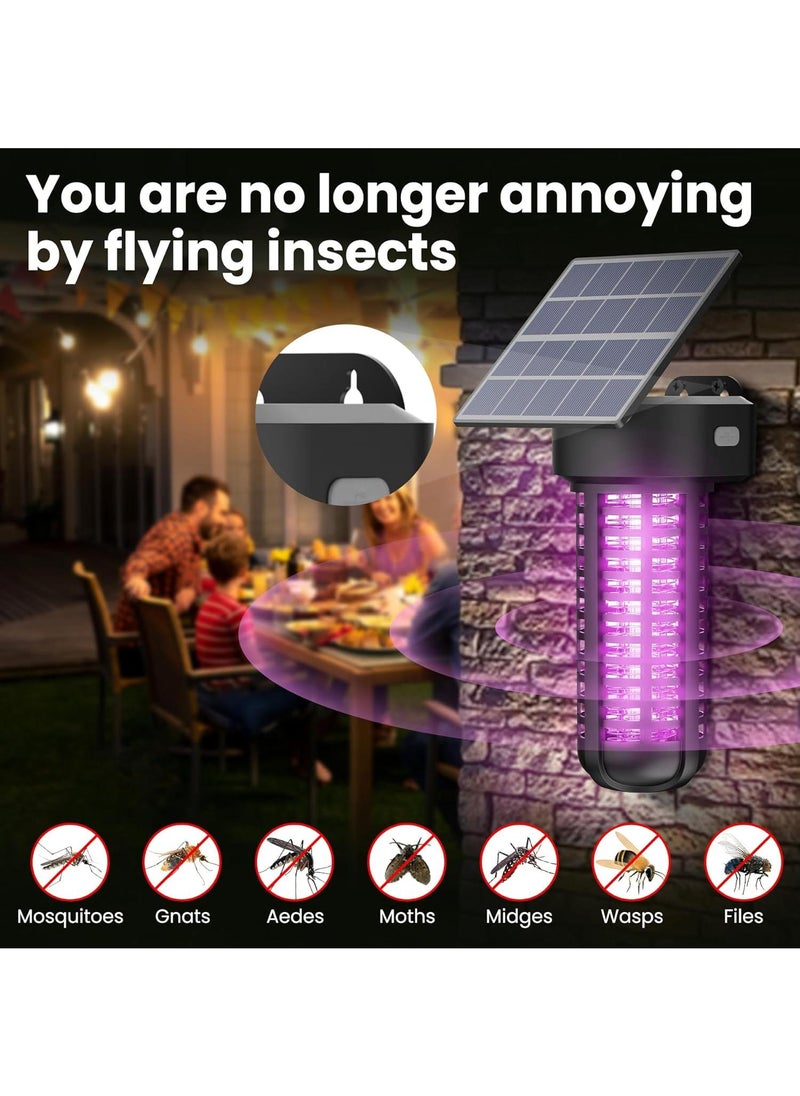 Solar Bug Zapper Outdoor Mosquito Trap Killer Mosquito Killer Lamp，Cordless & Rechargeable ，Fly Zapper Mosquito Catcher Lamp Decor Light for Patio GardenBlack