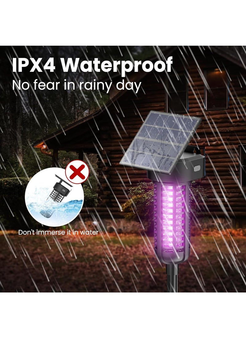Solar Bug Zapper Outdoor Mosquito Trap Killer Mosquito Killer Lamp，Cordless & Rechargeable ，Fly Zapper Mosquito Catcher Lamp Decor Light for Patio GardenBlack