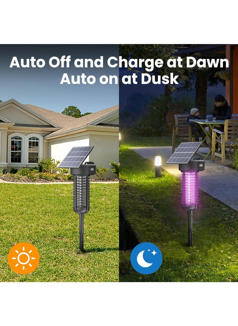 Solar Bug Zapper Outdoor Mosquito Trap Killer Mosquito Killer Lamp，Cordless & Rechargeable ，Fly Zapper Mosquito Catcher Lamp Decor Light for Patio GardenBlack