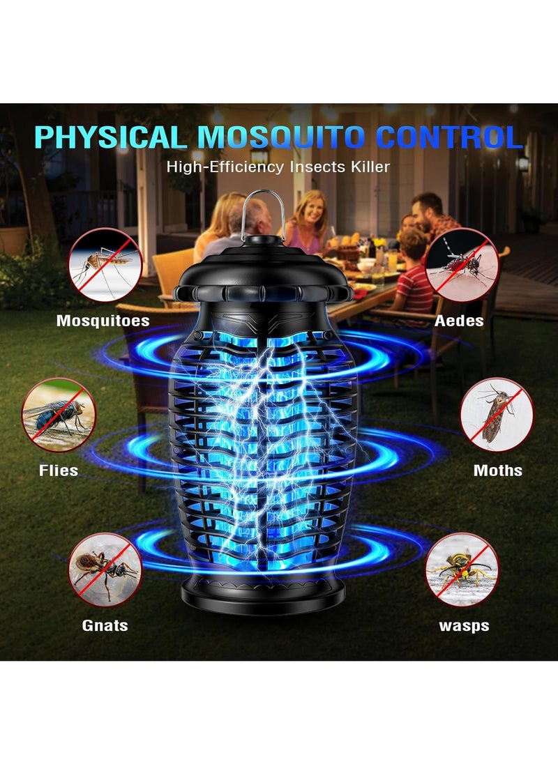 Bug Zapper Outdoor/Indoor, 4200V High Powered Electric Mosquito Zappers Killer, Waterproof Insect Fly Swatter Zapper Mosquito Trap, Fly Traps, Insect Killer for Home,Garden,Backyard, Camping, Black黑色