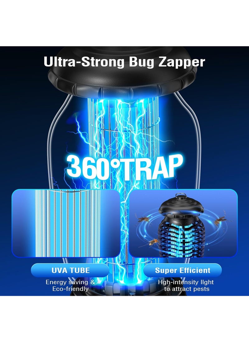 Bug Zapper Outdoor/Indoor, 4200V High Powered Electric Mosquito Zappers Killer, Waterproof Insect Fly Swatter Zapper Mosquito Trap, Fly Traps, Insect Killer for Home,Garden,Backyard, Camping, Black黑色