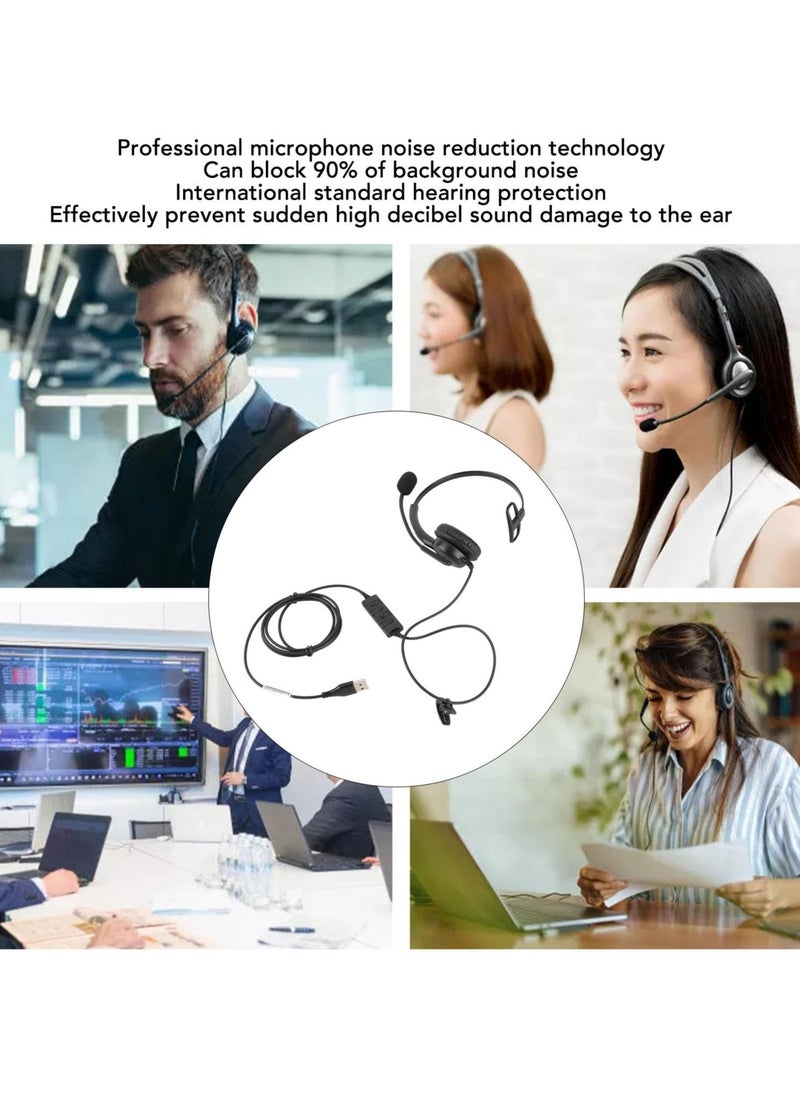 One-Ear Headset, VF31 Wired Business Headset with Noise Canceling Mic for Call Center, 180° Rotatable, for Telemarketing Call Center (USB Interface)