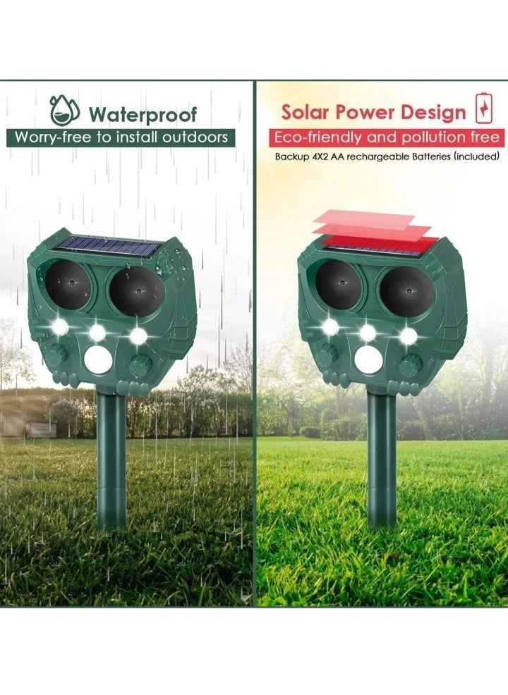 Animal Repellent Solar Powered Ultrasonic Animal Repellent Motion Sensor And Flashing Light IP65 Waterproof Usb/Battery Operated Outdoor Weatherproof Farm Scarer Repels All Animals