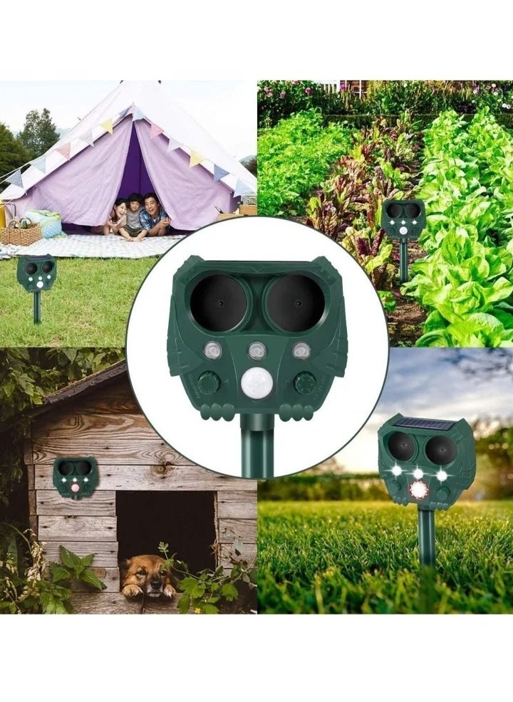 Animal Repellent Solar Powered Ultrasonic Animal Repellent Motion Sensor And Flashing Light IP65 Waterproof Usb/Battery Operated Outdoor Weatherproof Farm Scarer Repels All Animals