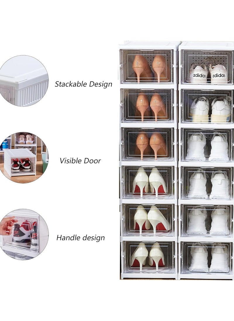 Shoe Storage Box, 5 pse Foldable Shoe Organizer with Clear Door, Space-Saving Shoe Rack