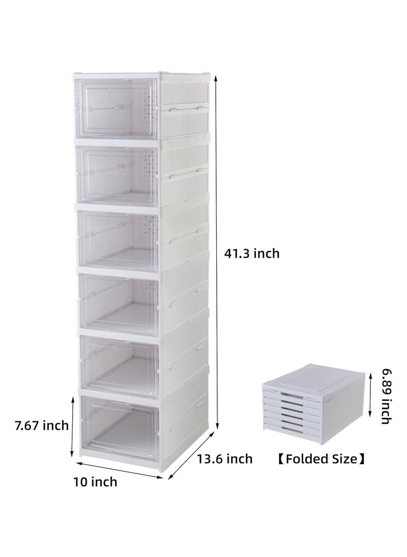 Shoe Storage Box, 5 pse Foldable Shoe Organizer with Clear Door, Space-Saving Shoe Rack