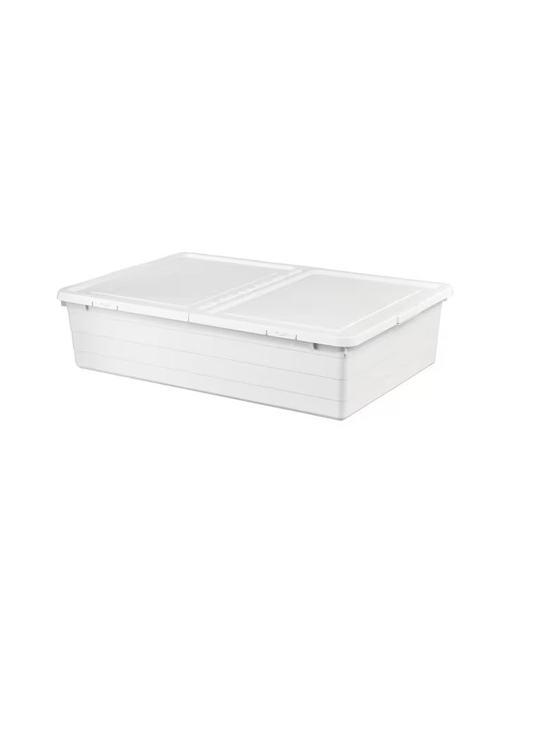 SOCKERBIT Storage box with lid, white, 50x77x19 cm