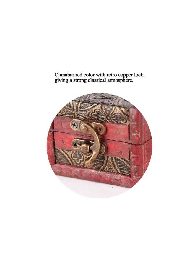 Storage Box Mini Antique Small Box Chinese Retro Nostalgic Wooden Multifunctional Desktop Storage Box Beautiful and Practical Convenient Storage of Jewelry and Makeup Tools(red)