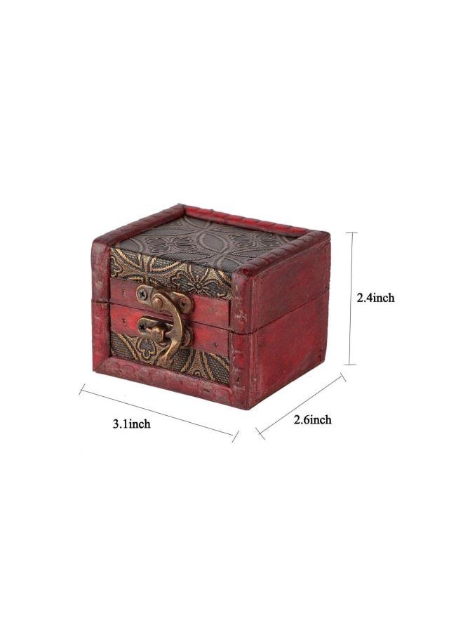 Storage Box Mini Antique Small Box Chinese Retro Nostalgic Wooden Multifunctional Desktop Storage Box Beautiful and Practical Convenient Storage of Jewelry and Makeup Tools(red)