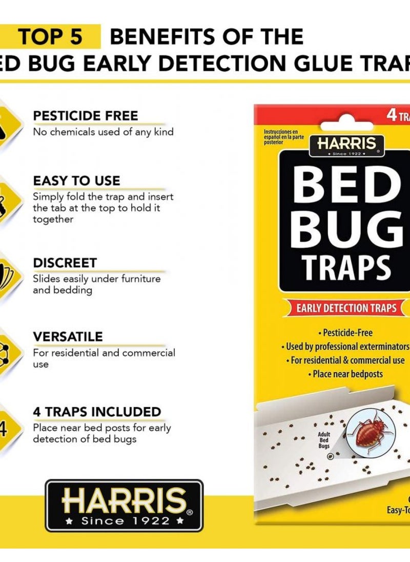 Harris Bed Bug Traps for Early Detection & Monitoring, 4 Pack