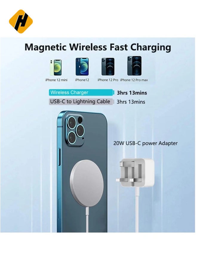 20W Magnetic Wireless Charging Cable USB-C Compatible with Apple iPhone 12/12 Mini/12 Pro/12 Pro Max