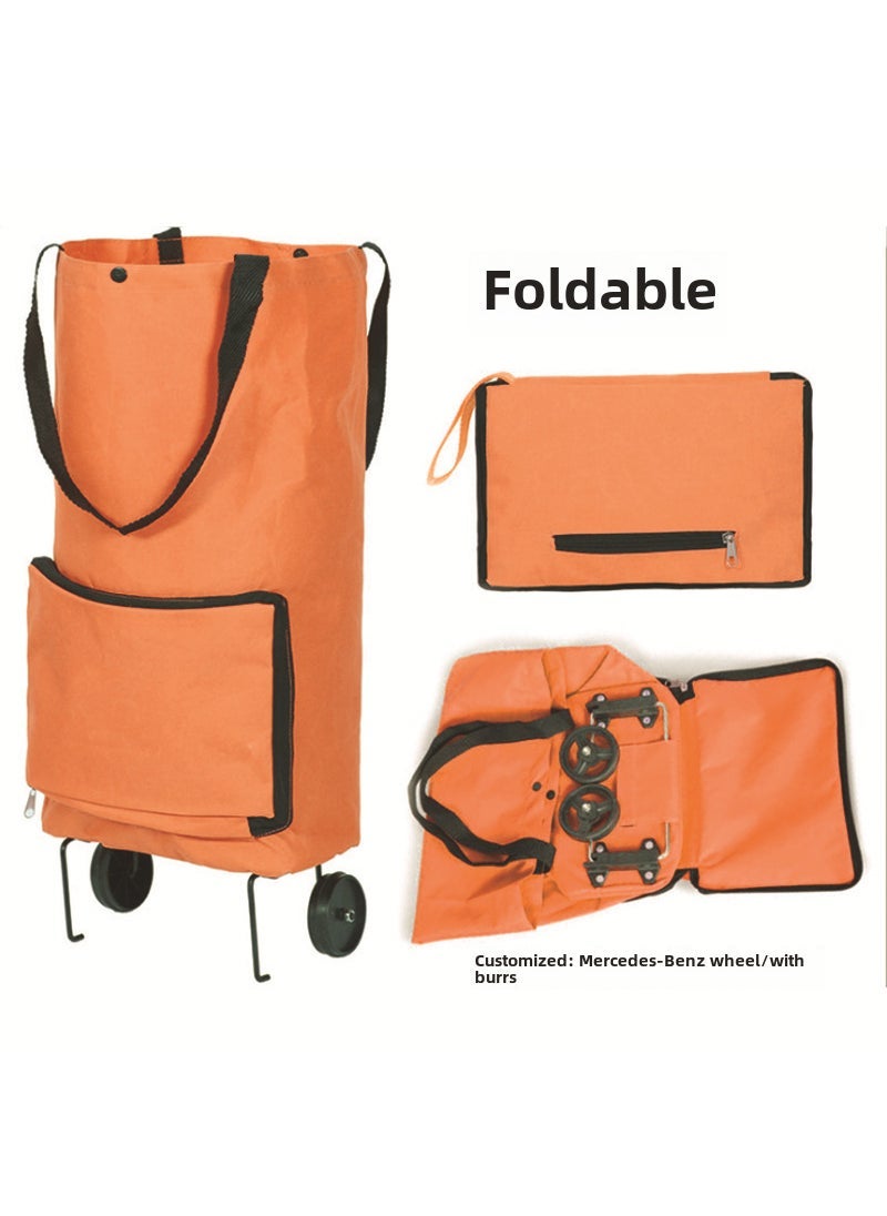 Foldable Shopping Cart Bag with Wheels Orange bag style