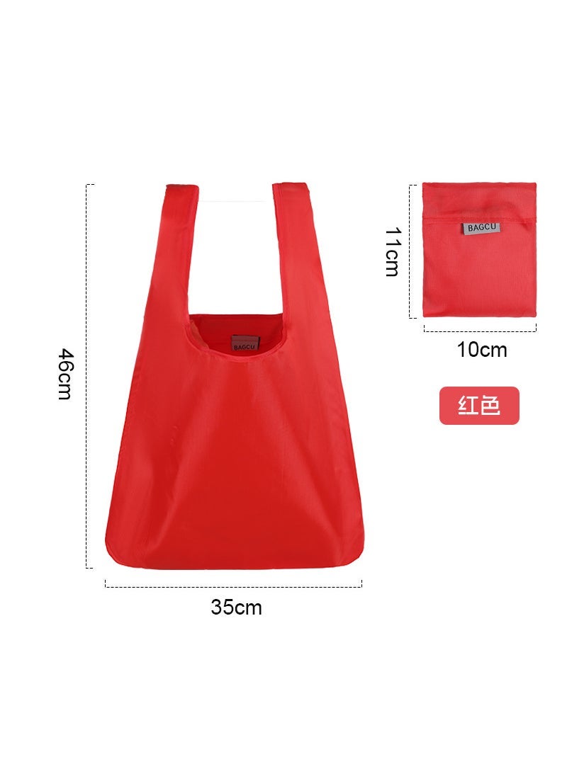 Printed portable polyester bag gift bag advertising shopping bag folding environmental protection bag large capacity high-quality shopping bag Red