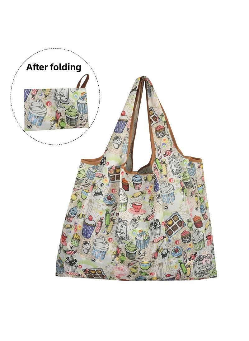 1 x 5 pcs Foldable Eco-Friendly Large Oxford Shopping Tote Candy Cake