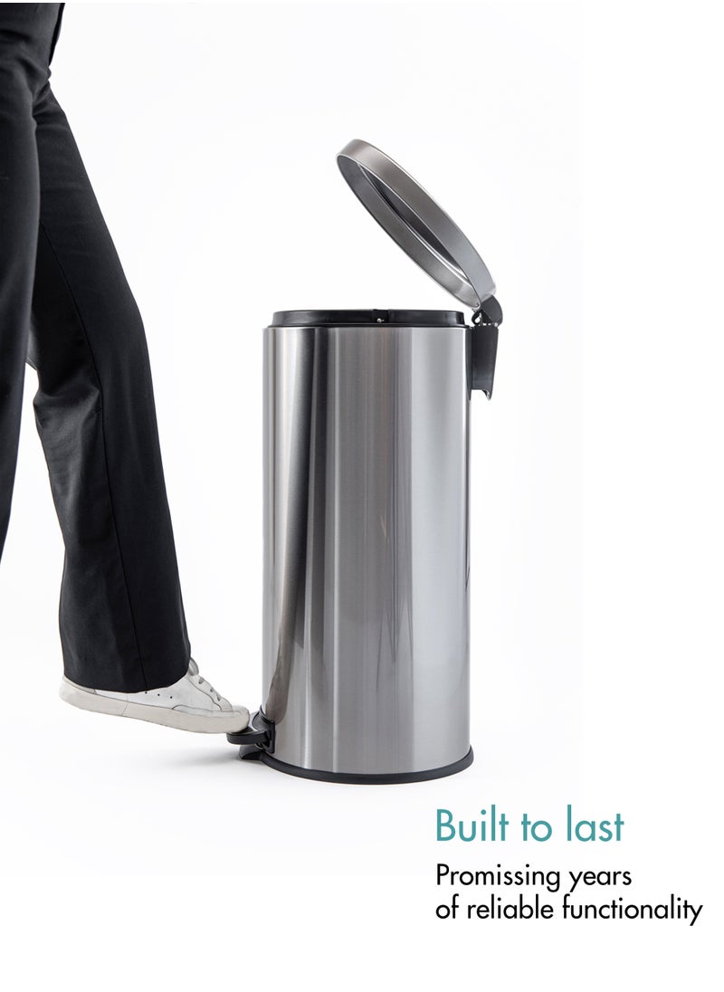 20L Stainless Steel Trash Can - Durable, Modern Design, Odor Control, Compact Waste Bin for Home, Office, Kitchen, and Bathroom