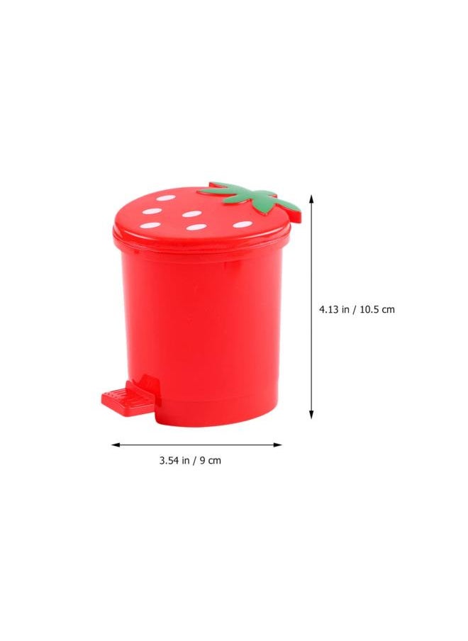 2pcs Cute Strawberry Desk Trash Can Mini Countertop Trash Cans Tiny Garbage Can with Swing Lid Desktop Organizer for Coffee Table Kitchen Office Car Pink Red Wastebasket