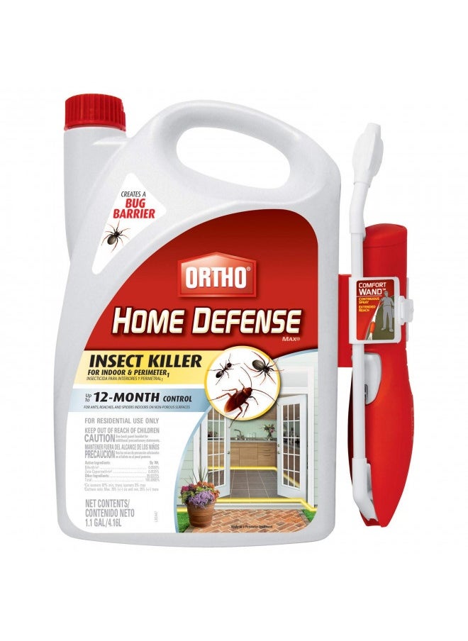 Ortho Home Defense Max Insect Killer For Indoor And Perimeter1 With Comfort Wand - Kills Ants, Cockroaches, Spiders, Fleas, Ticks And Other Listed Bugs, Creates A Bug Barrier, 1.1 Gal.