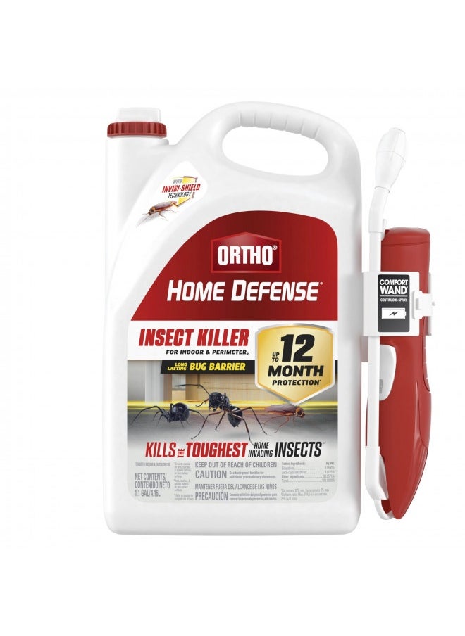 Ortho Home Defense Insect Killer For Indoor And Perimeter2: With Comfort Wand, Kills Ants, Cockroaches, Spiders, Fleas And Ticks, Odor Free, 1.1 Gal.