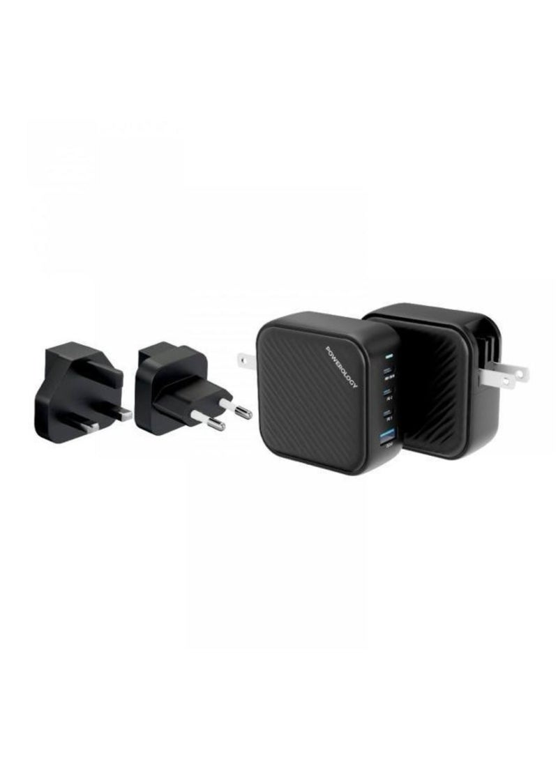 3 Port PD + 1 QC3.0 GaN Wall Charger 100W - Black