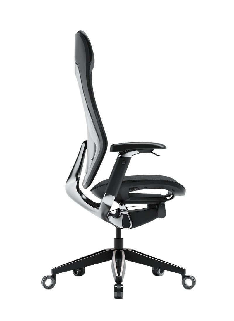 AFTERWORK GX Black Super Ergonomic Gaming Chair - Genuine Leather, Adjustable Lumbar Support, 5D Paddle Arms, Seat Pan & Backrest Tilt Adjustments