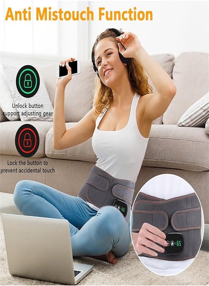 New Multifunctional Massage Heating Pad, Cordless Heated Back Support Massage for Men and Women, Back Heating Support Belt with 3 Vibration and Heat Settings (Gray)