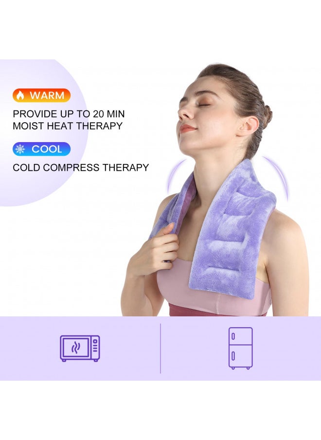 Microwavable Heating Pad for Neck Pain With Heated Eye Mask, Hands-Free Neck Warmer for Stress Pain Relief, Moist Heated Neck Wrap Bean Bag Hot Pack, Cold and Warm Compress