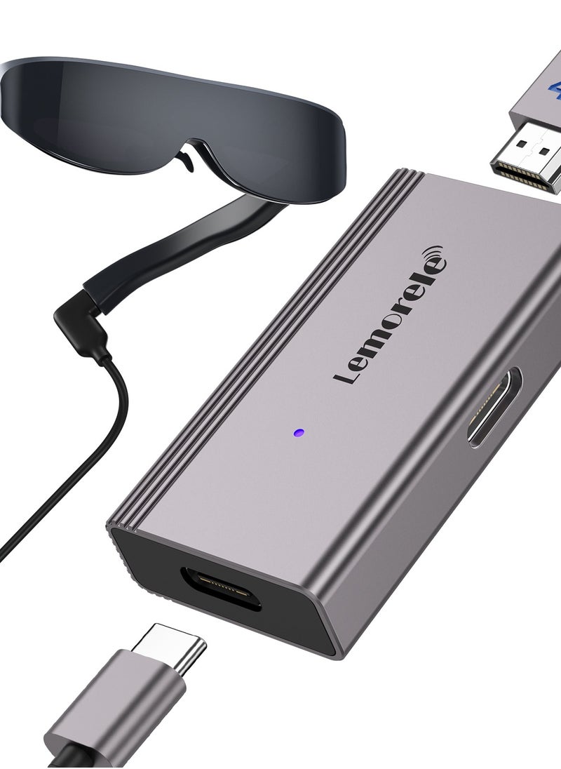 Lemorele HDMI to USB C Adapter 4K@60HZ, HDMI to Type C Adapter, Compatible with RayNeo Air 2s AR Smart Glasses, Nintendo Switch, Steam Deck Base, PS4, PS5, Xbox series X / S, Apple TV, Google TV, Laptop, Desktop PC. Converet your HDMI output to your AR glasses to enjoy immersive large screen experience.