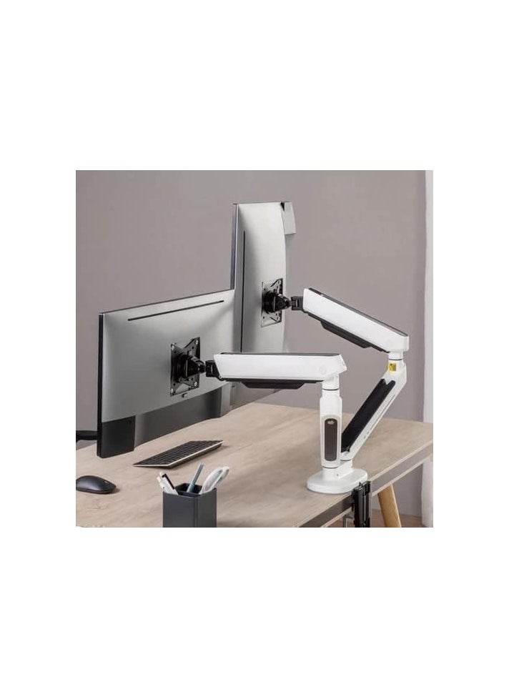 Twisted Minds Dual Premium Gaming Monitor Arm With RGB Lighting - White