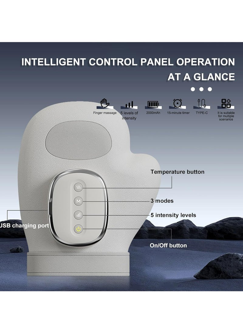 Smart Hand Massager - Cordless Electric Hand Gloves -  with Heat Compression Relief, 3 Massage 4 Temperatures 5 Compression Models