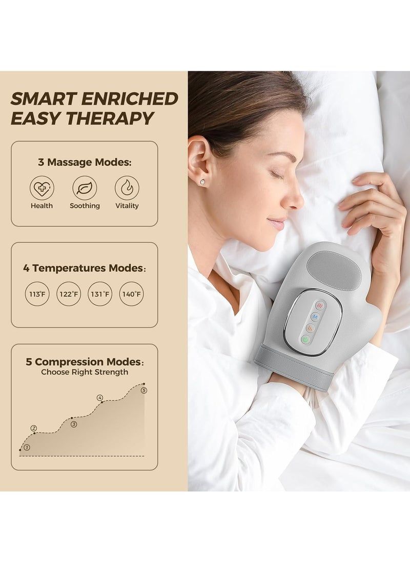 Smart Hand Massager - Cordless Electric Hand Gloves -  with Heat Compression Relief, 3 Massage 4 Temperatures 5 Compression Models