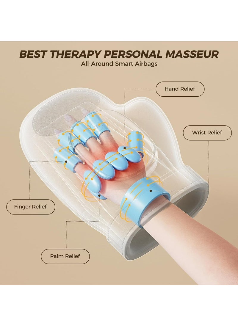 Smart Hand Massager - Cordless Electric Hand Gloves -  with Heat Compression Relief, 3 Massage 4 Temperatures 5 Compression Models