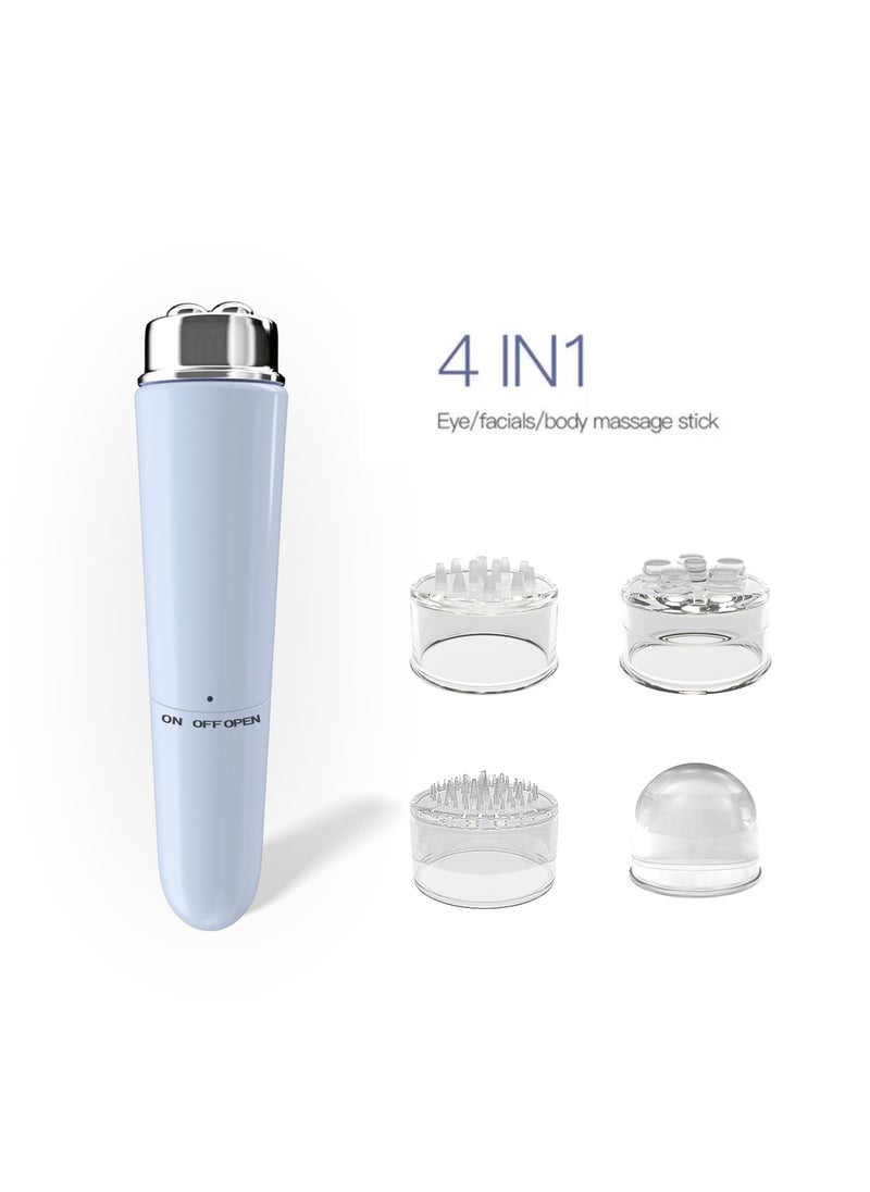 Mini Electric Massage Pen 4-Head Eye Massager Light Blue