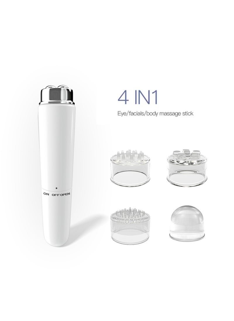 Mini Electric Massage Pen 4-Head Eye Massager Ivory White