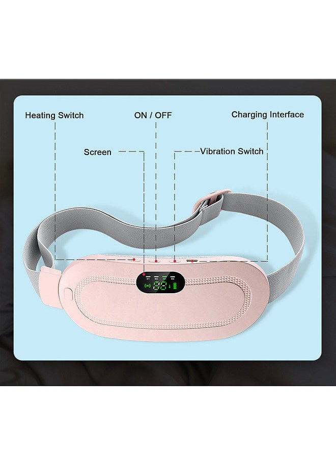 Portable Cordless Heating Pad Electric Waist Belt Device Fast Heating 3 Temperature Modes 4 Vibration Massage Speeds for Back Pain Relief USB Charging Belly Heating Pad for Girls and Women