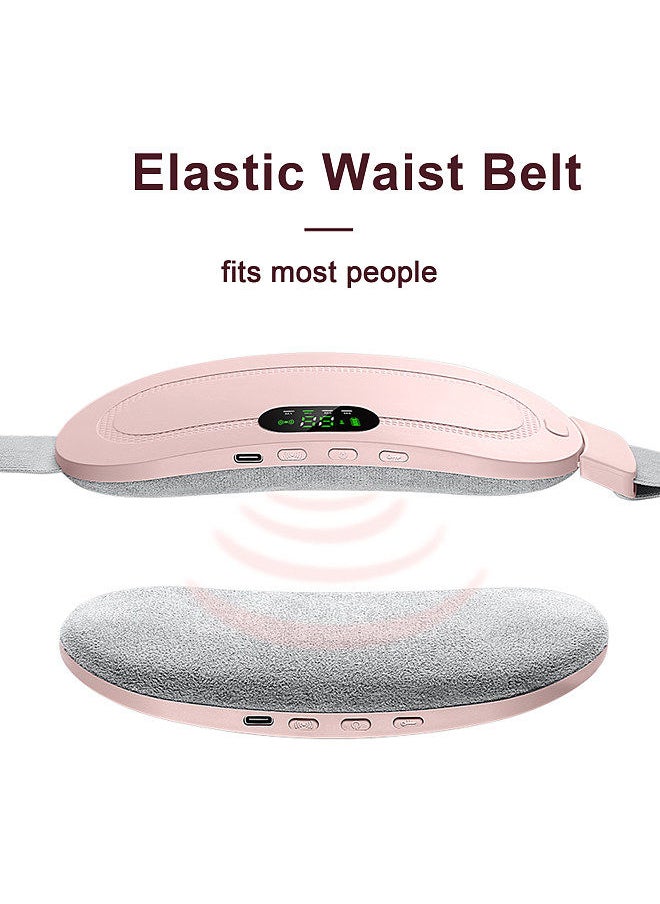 Portable Cordless Heating Pad Electric Waist Belt Device Fast Heating 3 Temperature Modes 4 Vibration Massage Speeds for Back Pain Relief USB Charging Belly Heating Pad for Girls and Women