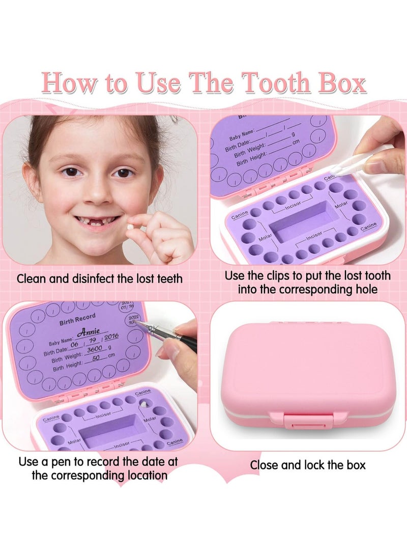 Tooth Holders for Kids Keepsake, Baby Teeth Keepsake Box, Tooth Saver, Tooth Container for Lost Teeth, Teeth Storage Holder for Tooth Fairy (Pink)