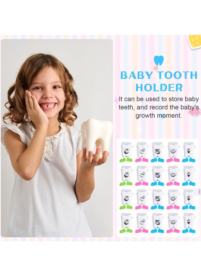 30 Pcs Teeth Storage Box Lovely Baby Milk Tooth Organizer Container Teeth Saver Save Box with Expression Case Gift for Kids Lost Teeth Child Keepsake Children