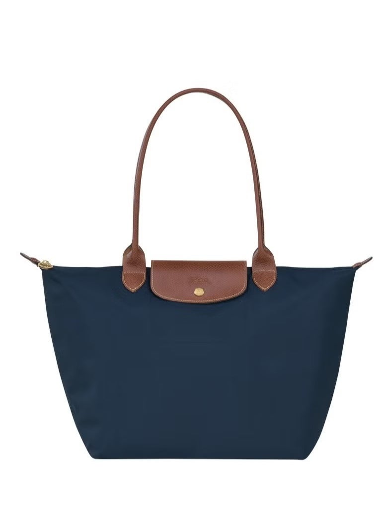 Longchamp women's large tote bag, handbag, shoulder bag, navy blue classic style Topic: