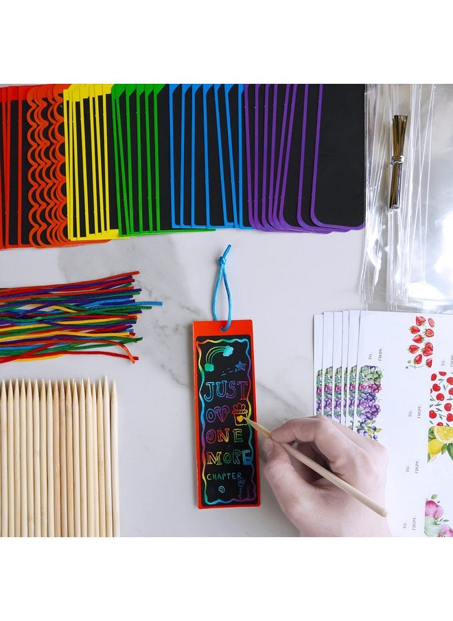 48 Sets 6 Styles Magic Color Scratch Bookmarks Craft Kits Rainbow Scratch Paper Art Sets For Kids Students Party Favors Diy Bookmarks Bulk With Scratching Tools Ribbons For Classroom Activities