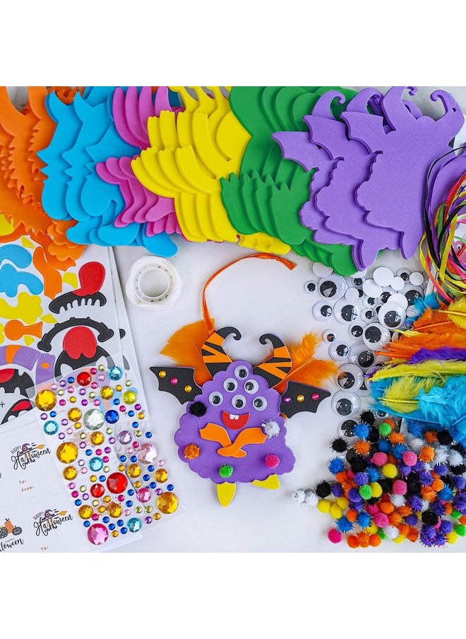 24 Sets Halloween Craft Kits Fall Kids Crafts Diy Monster Ornaments Decorations Art Sets Foam Halloween Monster Stickers Googly Eyes For Kids Autumn Halloween Classroom Party Activities