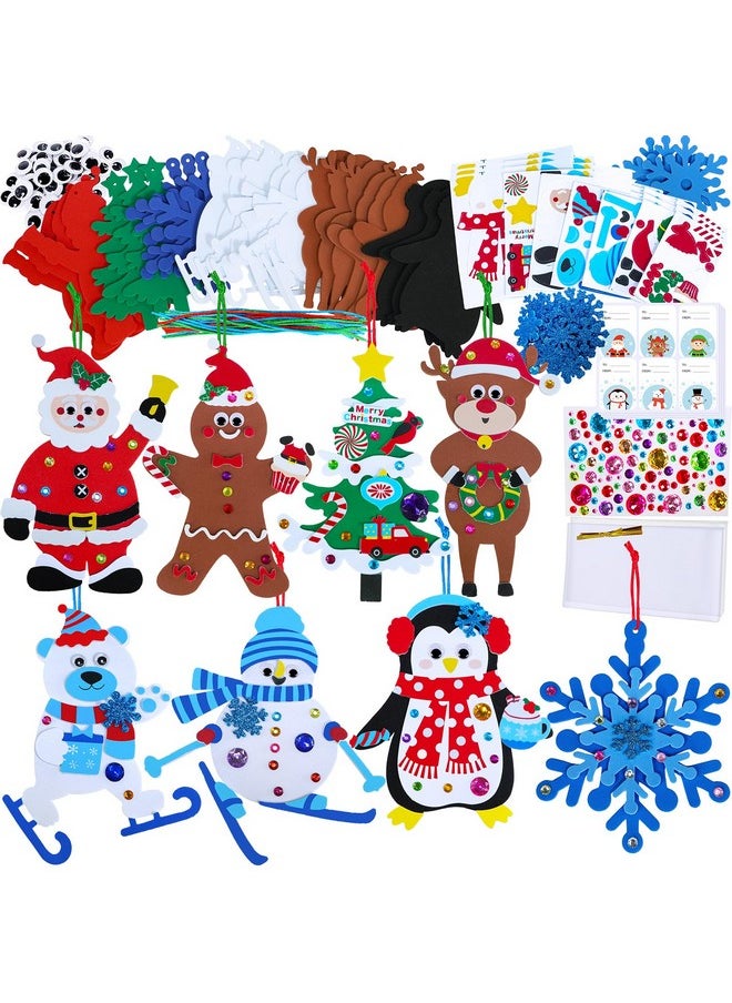 24 Sets Christmas Craft Kits Winter Crafts Diy Christmas Ornaments Decorations Art Sets Foam Santa Reindeer Snowman Christmas Stickers For Kids Holiday Season Classroom Activities Party Favors