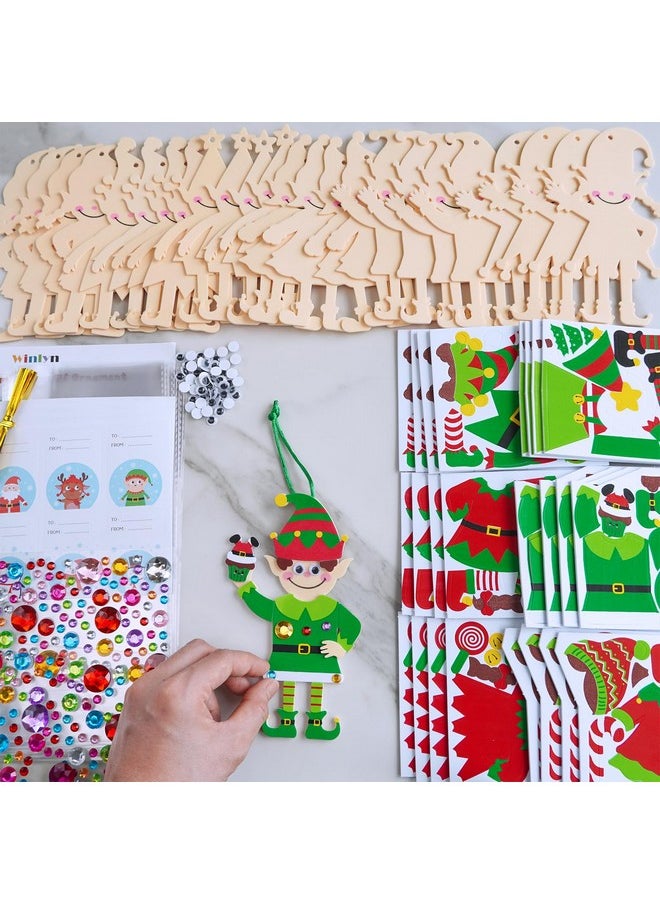 24 Sets Christmas Craft Kits Winter Crafts Diy Santa'S Helper Elf Ornaments Decorations Arts Sets Elf Christmas Foam Stickers For Kids Holiday Festive Home Classroom Activities Party Favors