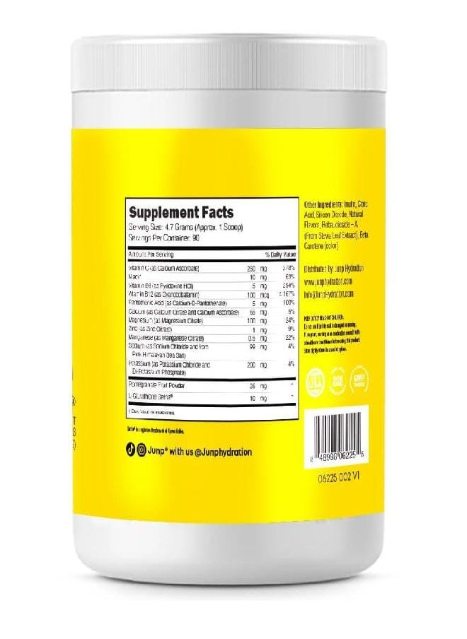 JUNP Hydration Electrolyte Powder, Electrolytes Drink Mix, Hydration Mix, Sugar Free, Gluten Free, 0 Calories, 0 Carbs, Keto Friendly, NON - GMO Kosher, 90 Servings. (Lemonade)