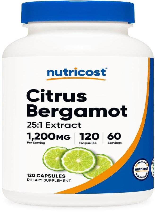 Nutricost Citrus Bergamot Capsules 1,200mg, 120 Capsules - 25:1 Bergamot Extract - 60 Servings, Gluten Free, Vegan & Non-GMO