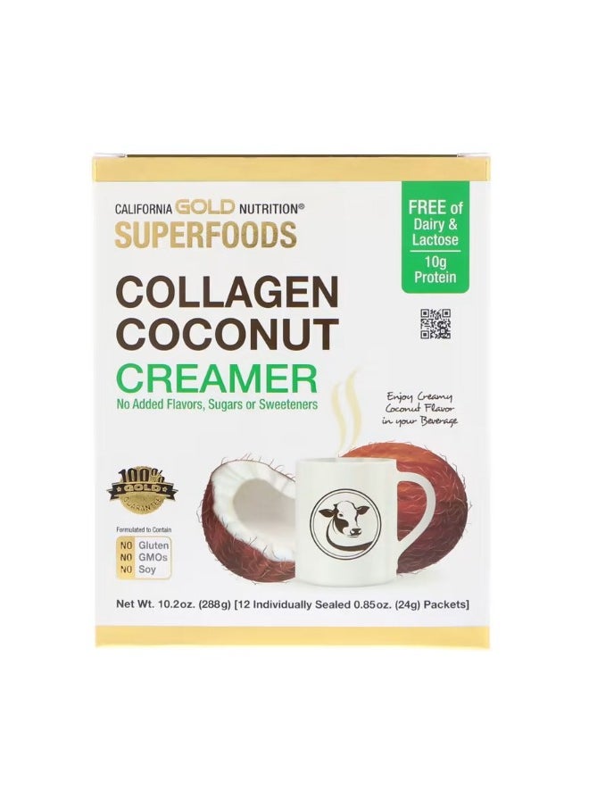 SUPERFOODS Collagen Coconut Creamer Unsweetened 12 Packets 0.85 oz 24 g Each